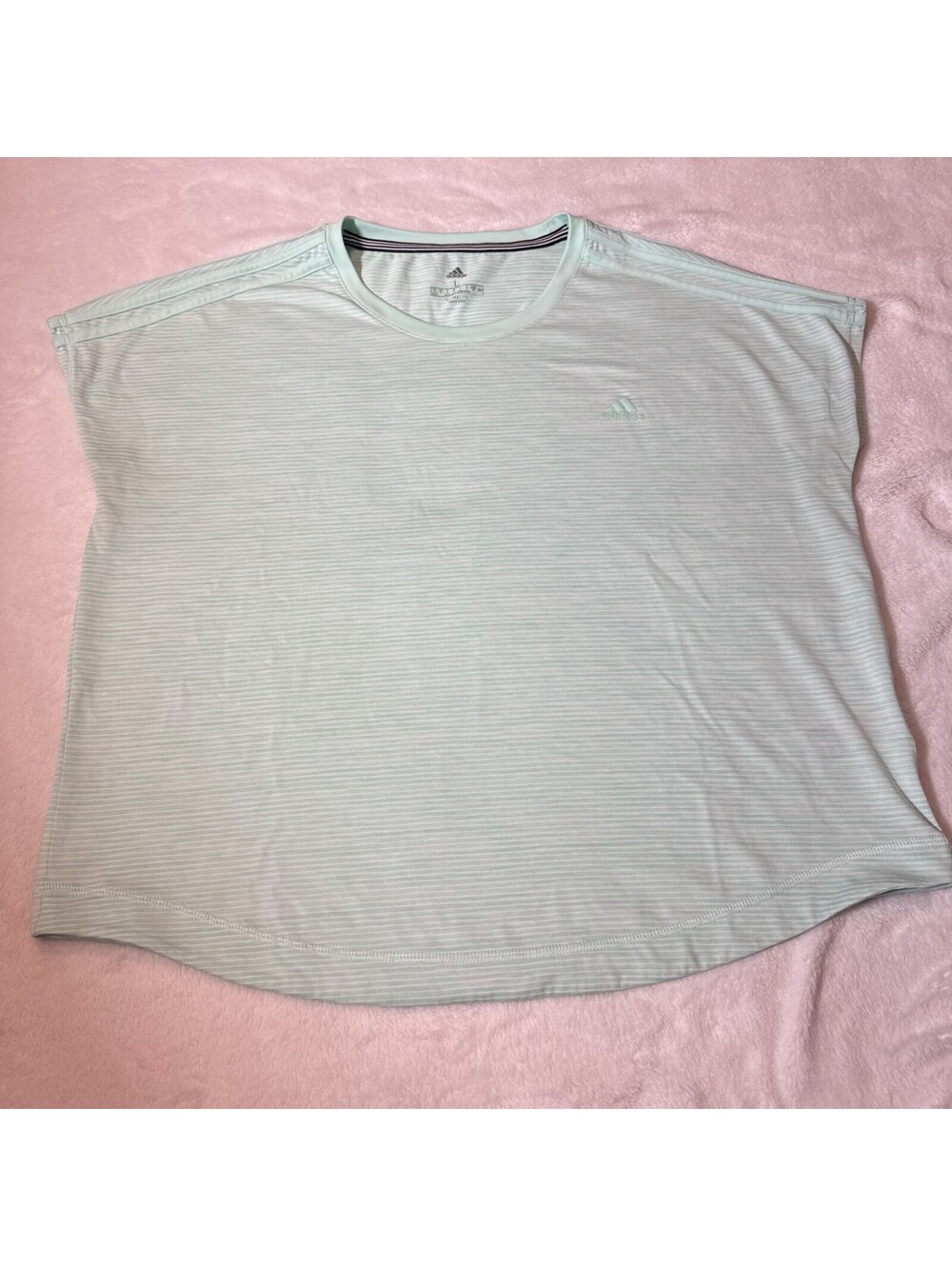 adidas Womens 3-Stripes Climalite Short Sleeve Crew Neck T-Shirt Blue L (2085)